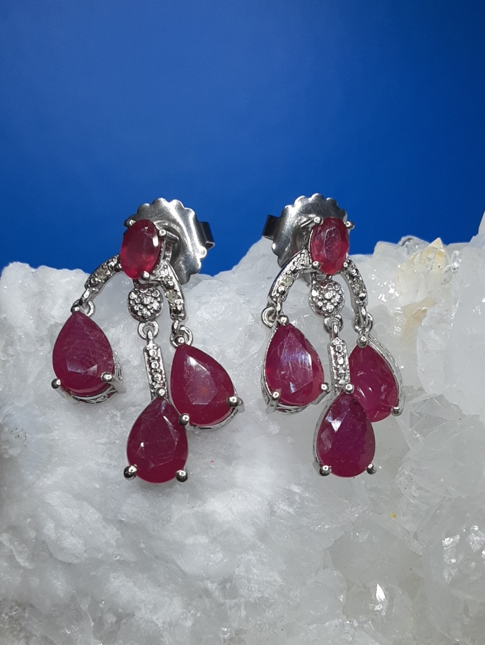 925 Genuine Ruby Earrings.